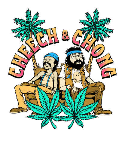 Cheech &amp; Chong Cartoon Couch Palm Trees T-Shirt