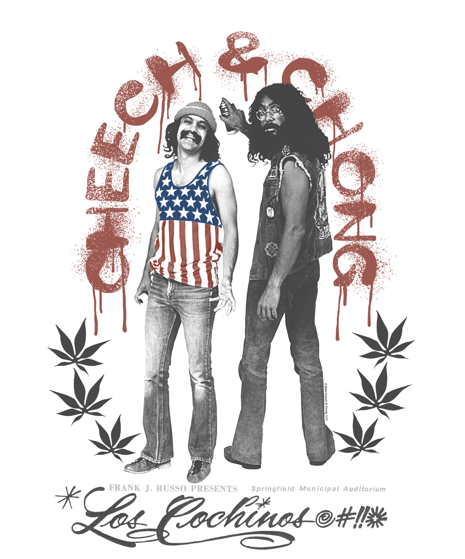 Cheech &amp; Chong Los Cochinos Retro Concert Poster T-Shirt