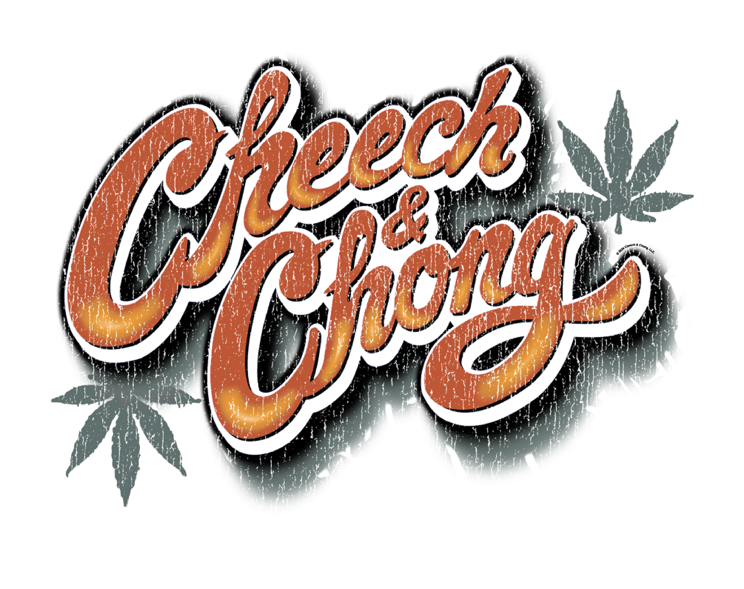 Cheech &amp; Chong Vintage Script Distressed Leaf Logo T-Shirt
