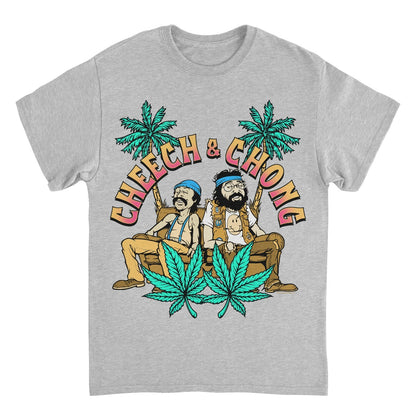 Cheech &amp; Chong Cartoon Couch Palm Trees T-Shirt