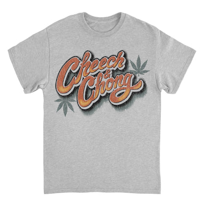 Cheech &amp; Chong Vintage Script Distressed Leaf Logo T-Shirt
