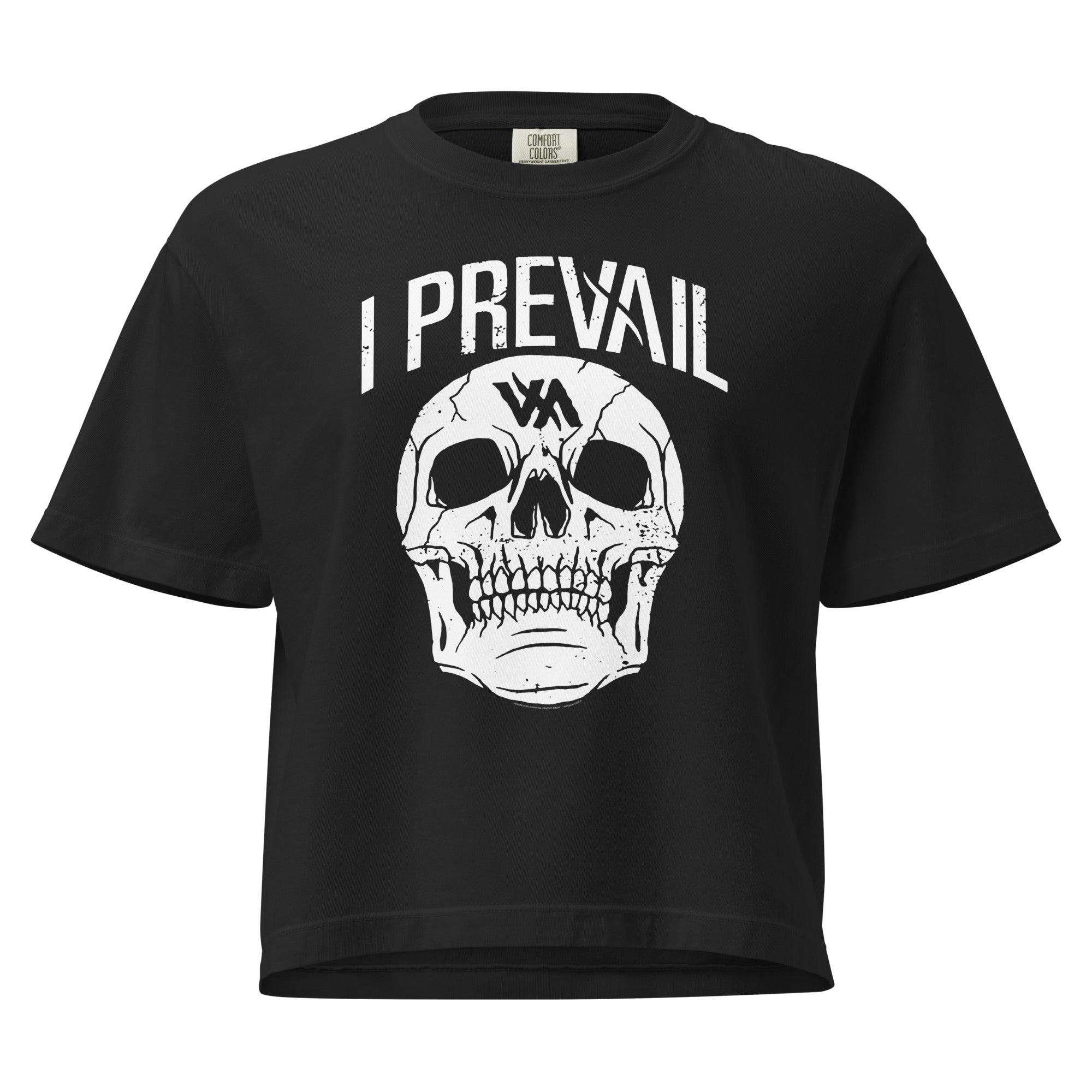 I Prevail Smiling Skull Mineral Wash Womens Crop Top