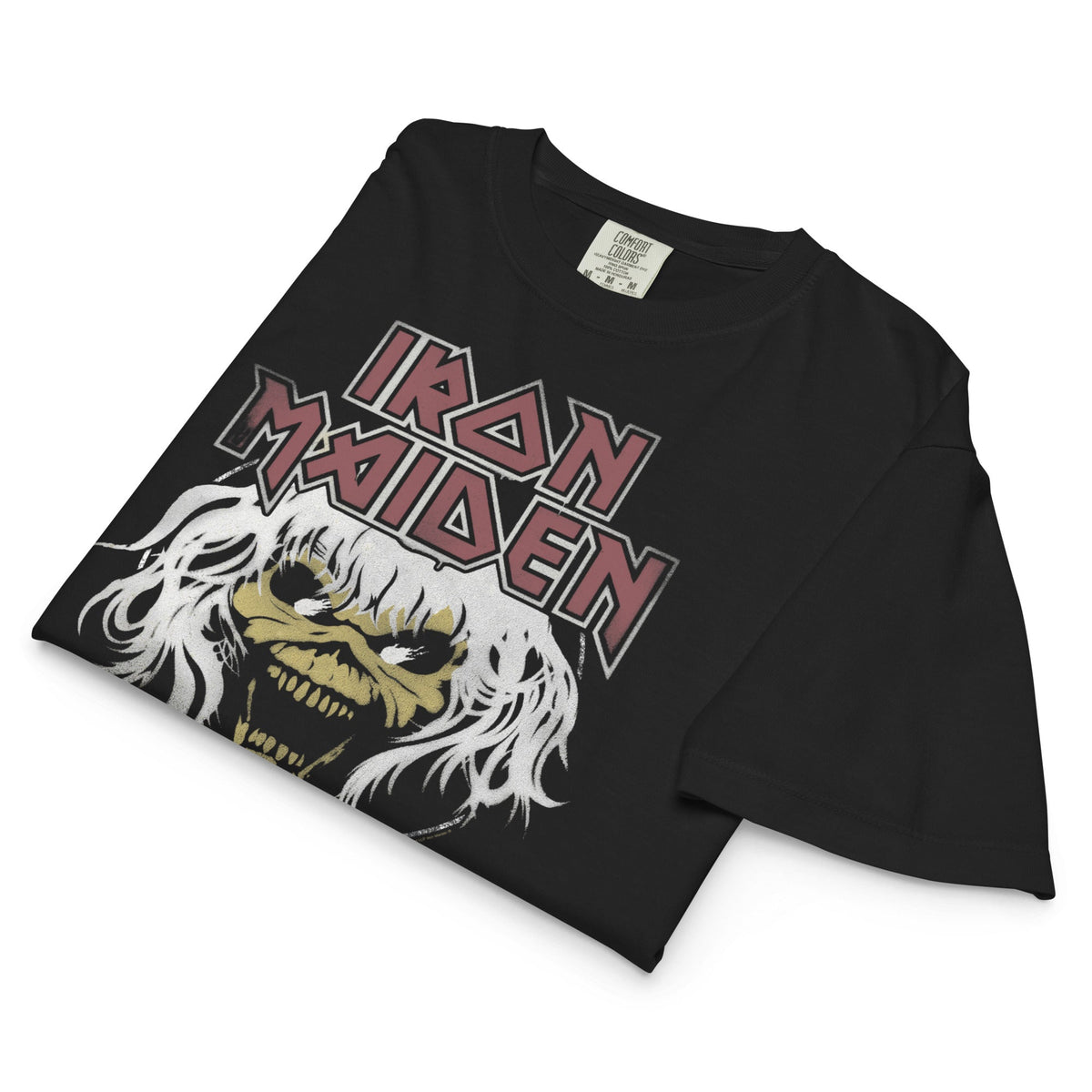 Iron Maiden Beast 1982 World Tour Vintage Mineral Wash Womens Crop Top
