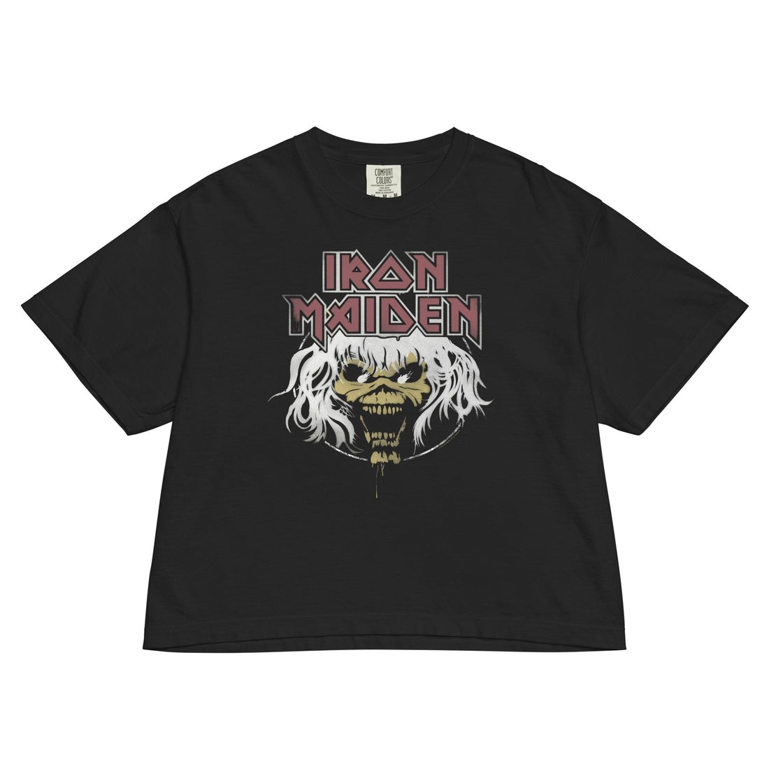 Iron Maiden Beast 1982 World Tour Vintage Mineral Wash Womens Crop Top