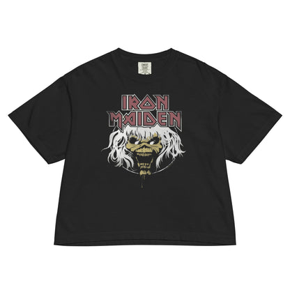 Iron Maiden Beast 1982 World Tour Vintage Mineral Wash Womens Crop Top