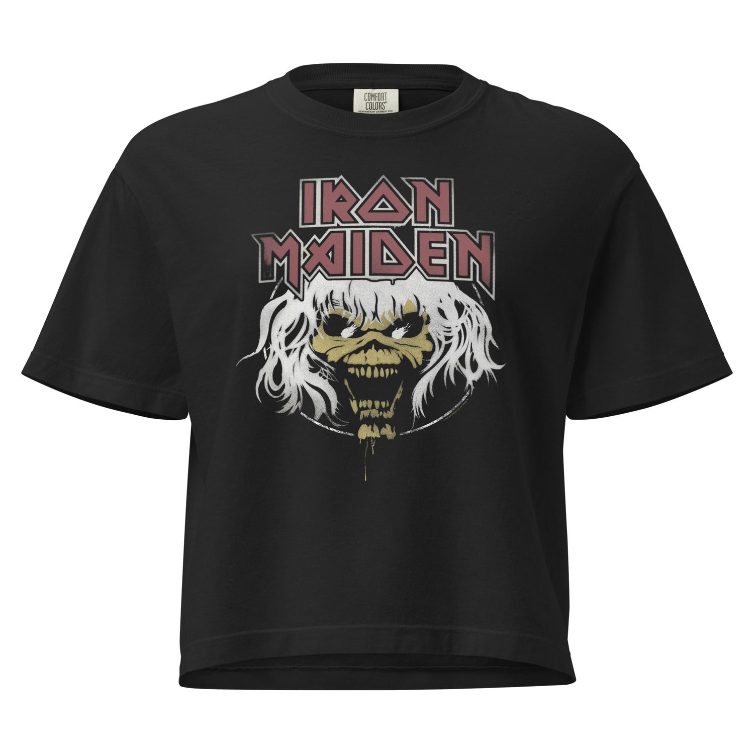 Iron Maiden Beast 1982 World Tour Vintage Mineral Wash Womens Crop Top