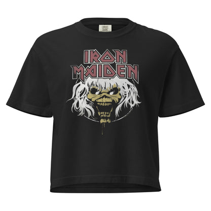 Iron Maiden Beast 1982 World Tour Vintage Mineral Wash Womens Crop Top