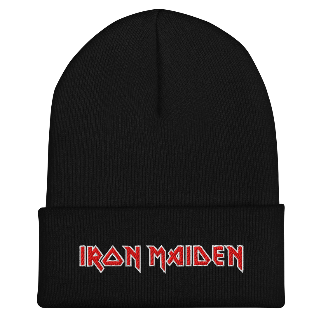A black beanie hat with the &