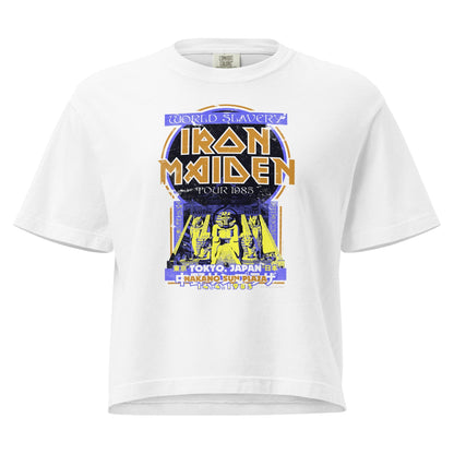 Iron Maiden Tokyo 1985 Vintage Tour Mineral Wash Womens Crop Top