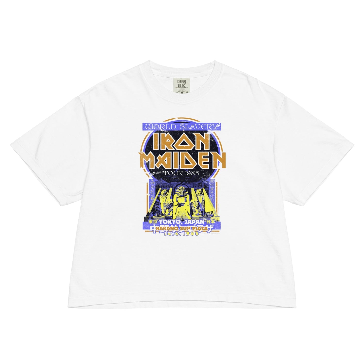 Iron Maiden Tokyo 1985 Vintage Tour Mineral Wash Womens Crop Top