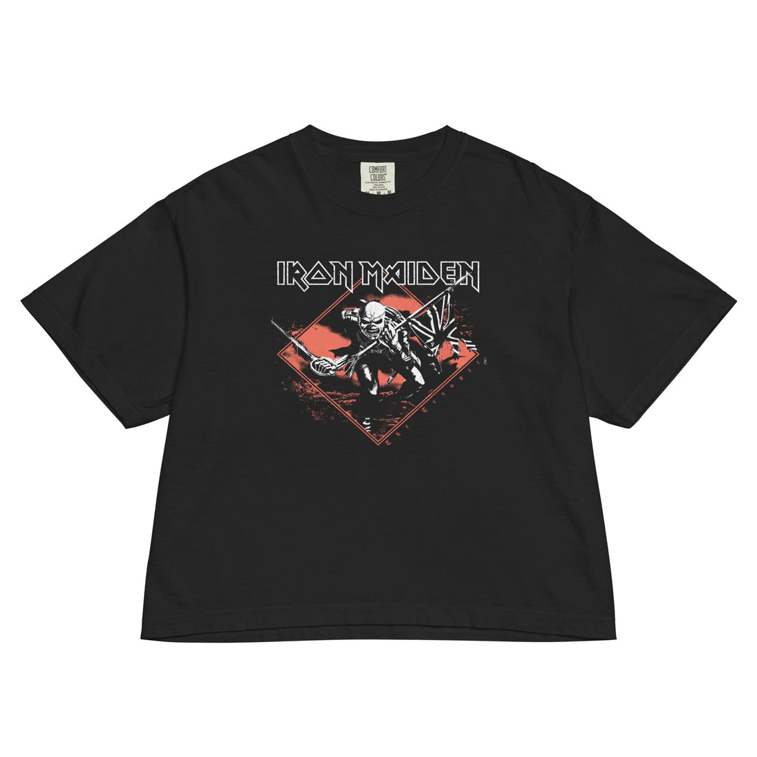 Iron Maiden Trooper Diamond Mineral Wash Womens Crop Top