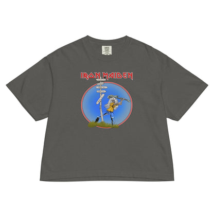 Iron Maiden Reading 1982 Mineral Wash Womens Crop Top