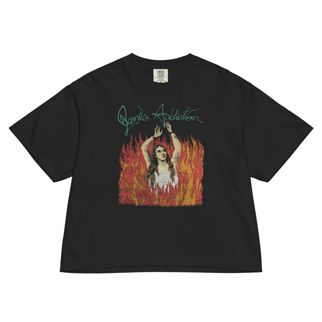 Janes Addiction Flames Mineral Wash Womens Crop Top