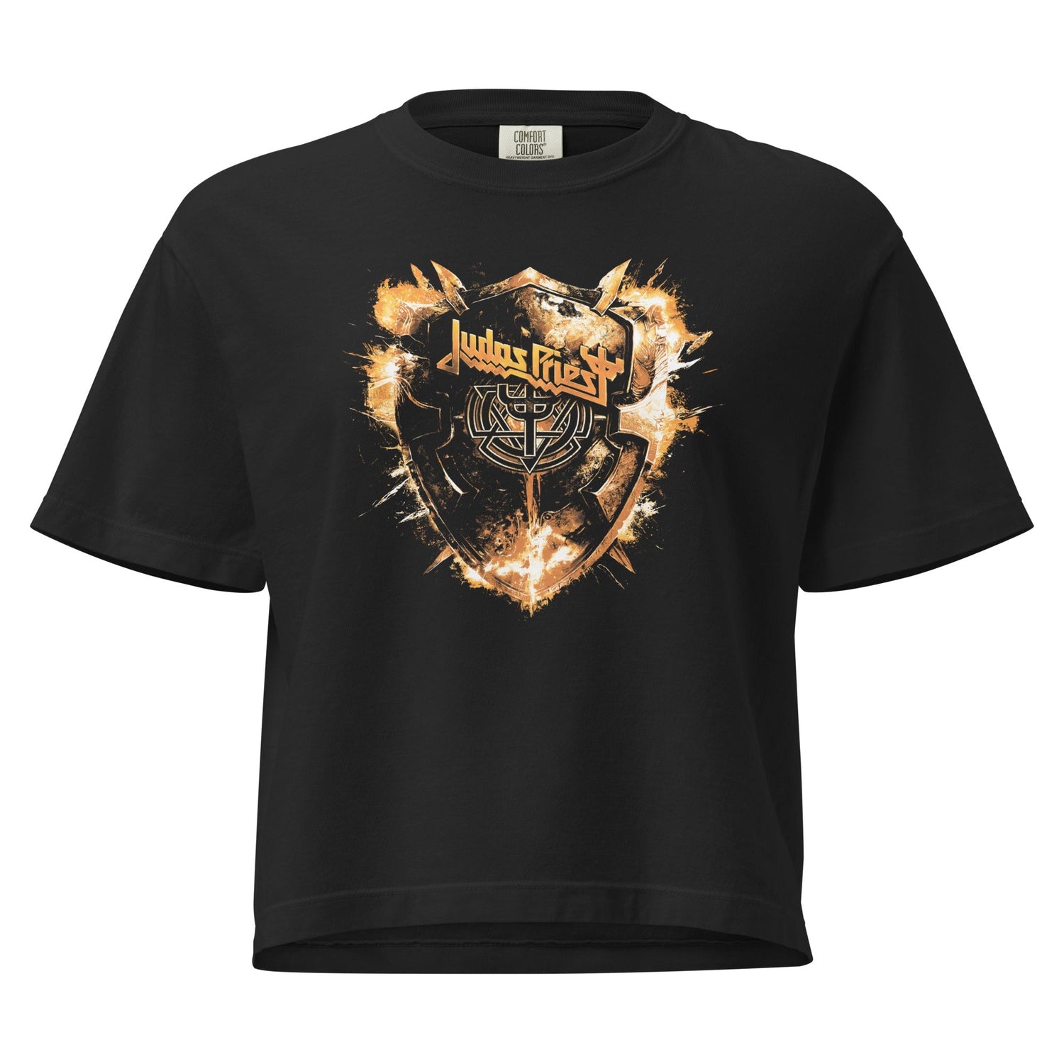 Judas Priest Panic Attack Mineral Wash Womens Crop Top