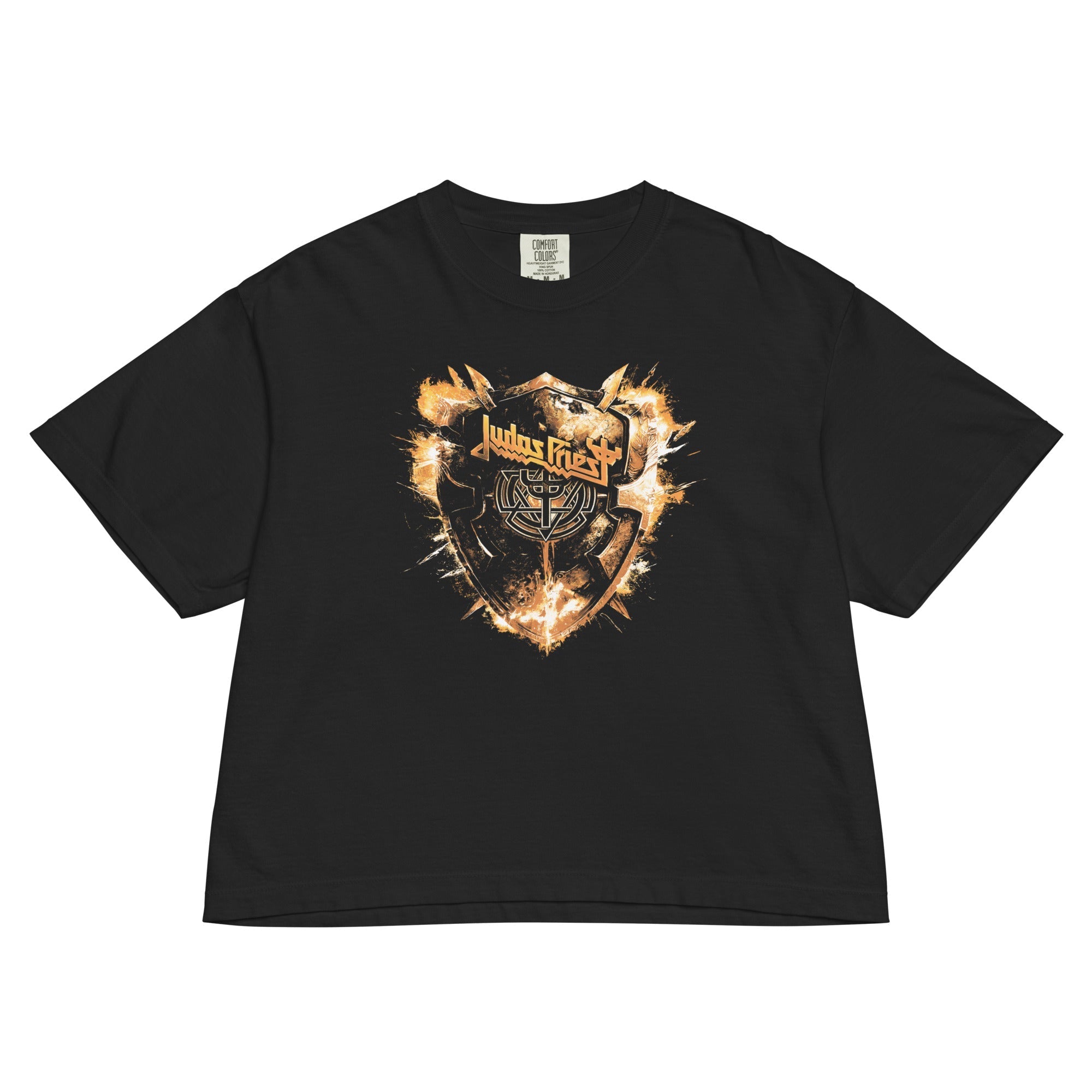 Judas Priest Panic Attack Mineral Wash Womens Crop Top