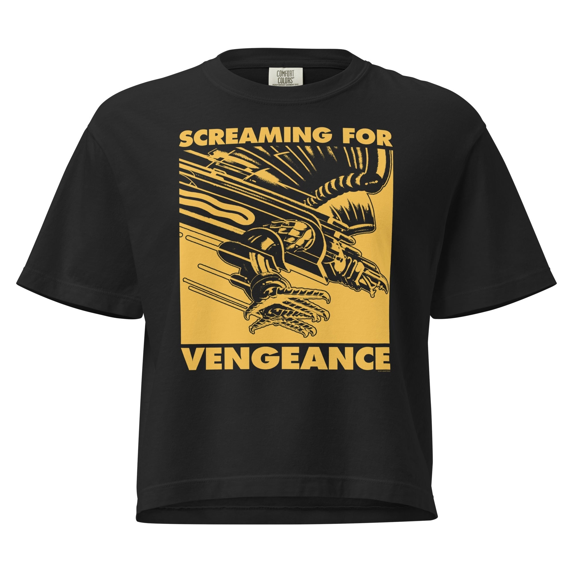 Judas Priest Golden Screaming for Vengeance Mineral Wash Womens Crop Top