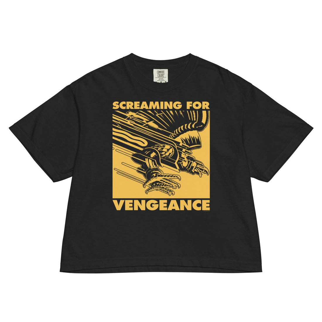 Judas Priest Golden Screaming for Vengeance Mineral Wash Womens Crop Top