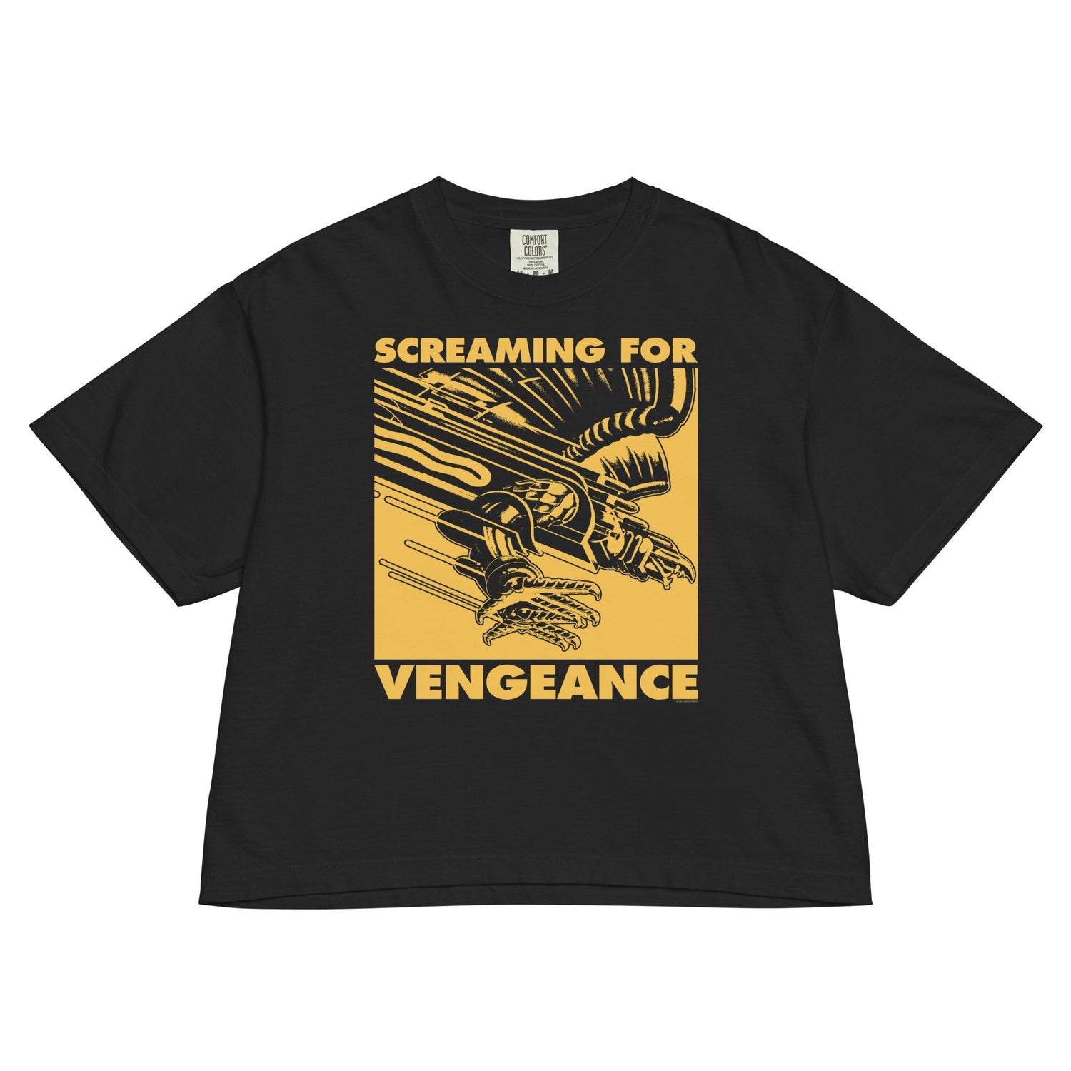 Judas Priest Golden Screaming for Vengeance Mineral Wash Womens Crop Top