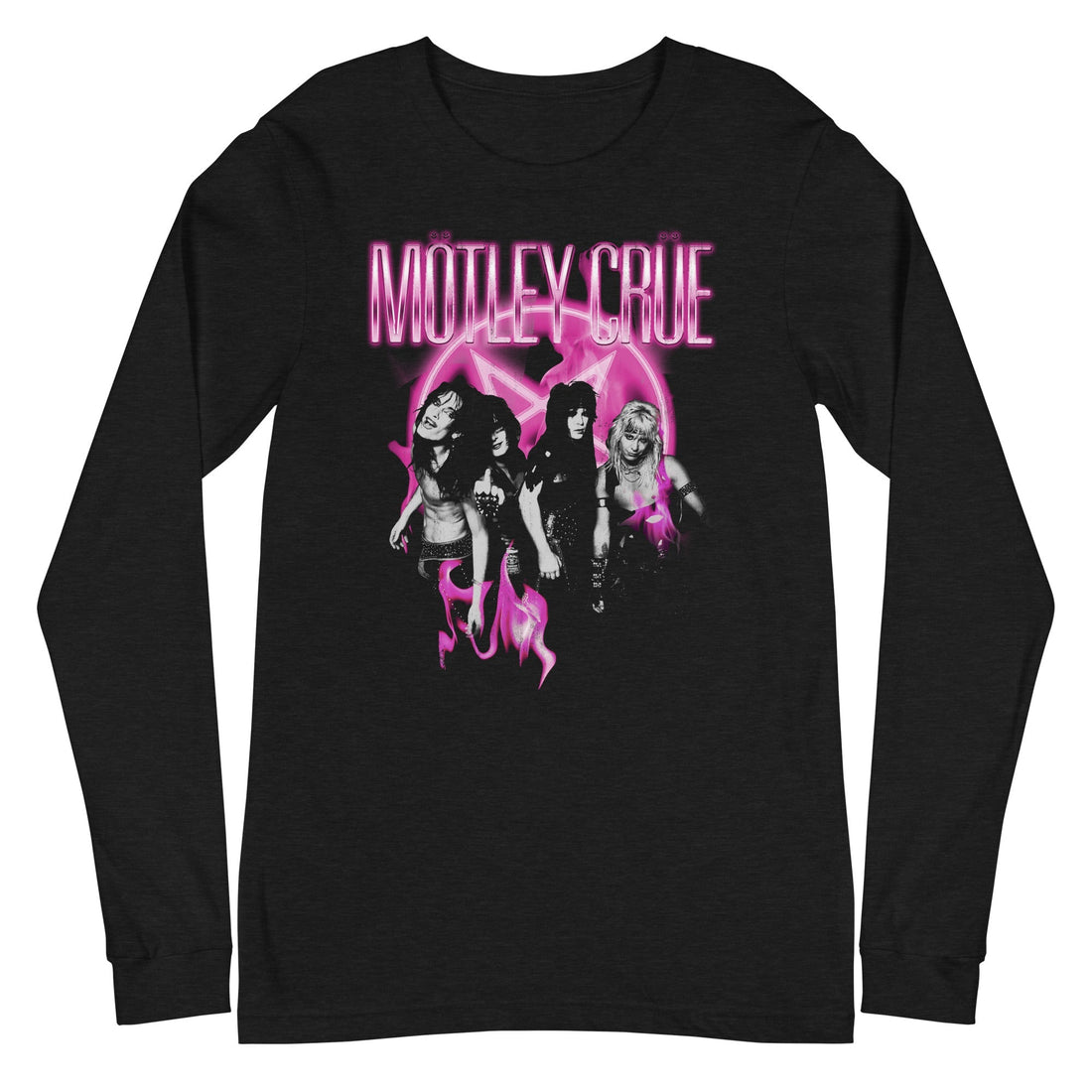 Motley Crue - Neon Pink Long Sleeve T-Shirt