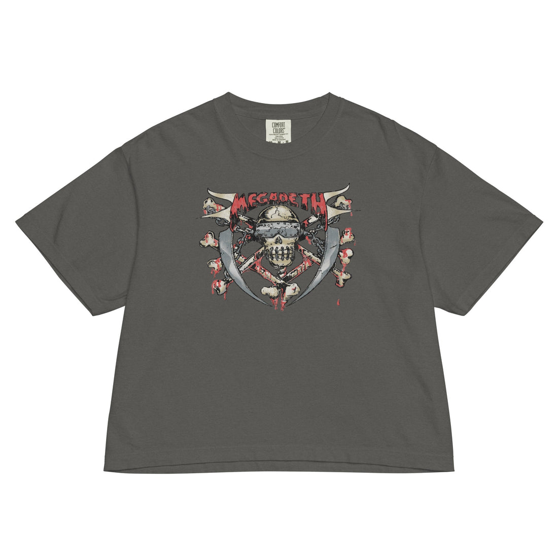 Megadeth Hand Painted Vic Mineral Wash Womens Crop Top