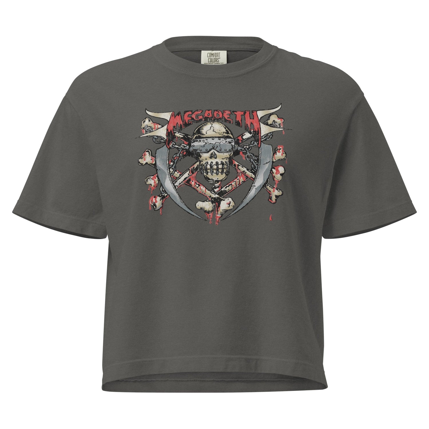 Megadeth Hand Painted Vic Mineral Wash Womens Crop Top
