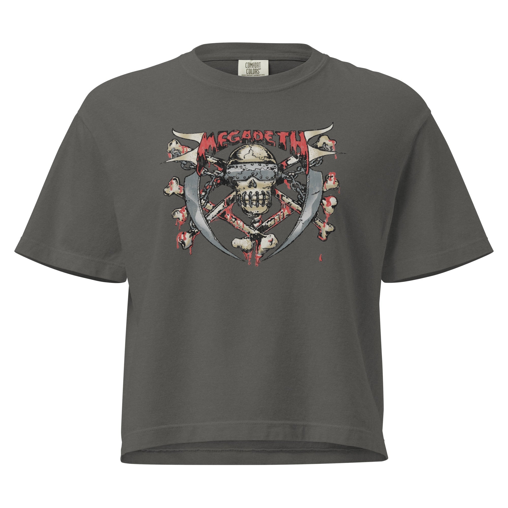 Megadeth Hand Painted Vic Mineral Wash Womens Crop Top