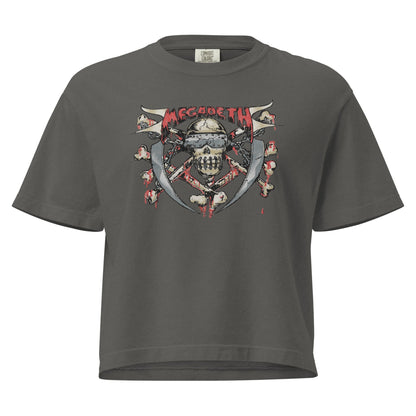 Megadeth Hand Painted Vic Mineral Wash Womens Crop Top