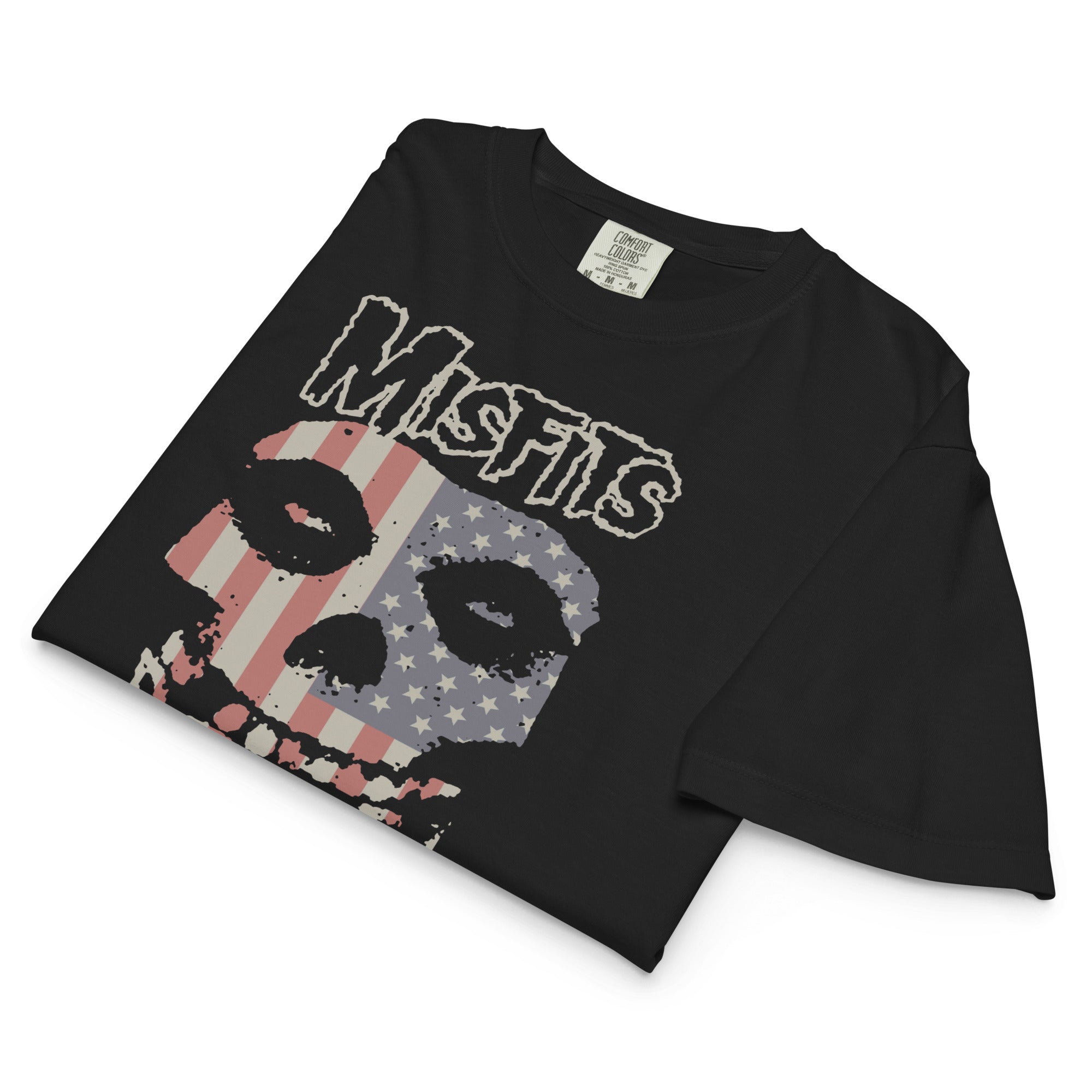 Misfits USA Skull Mineral Wash Womens Crop Top