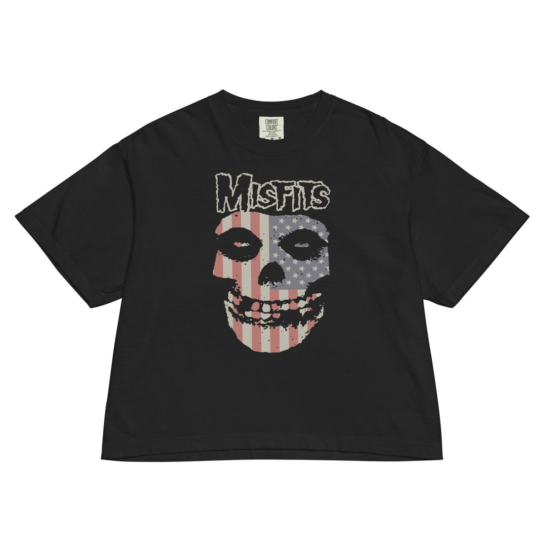 Misfits USA Skull Mineral Wash Womens Crop Top