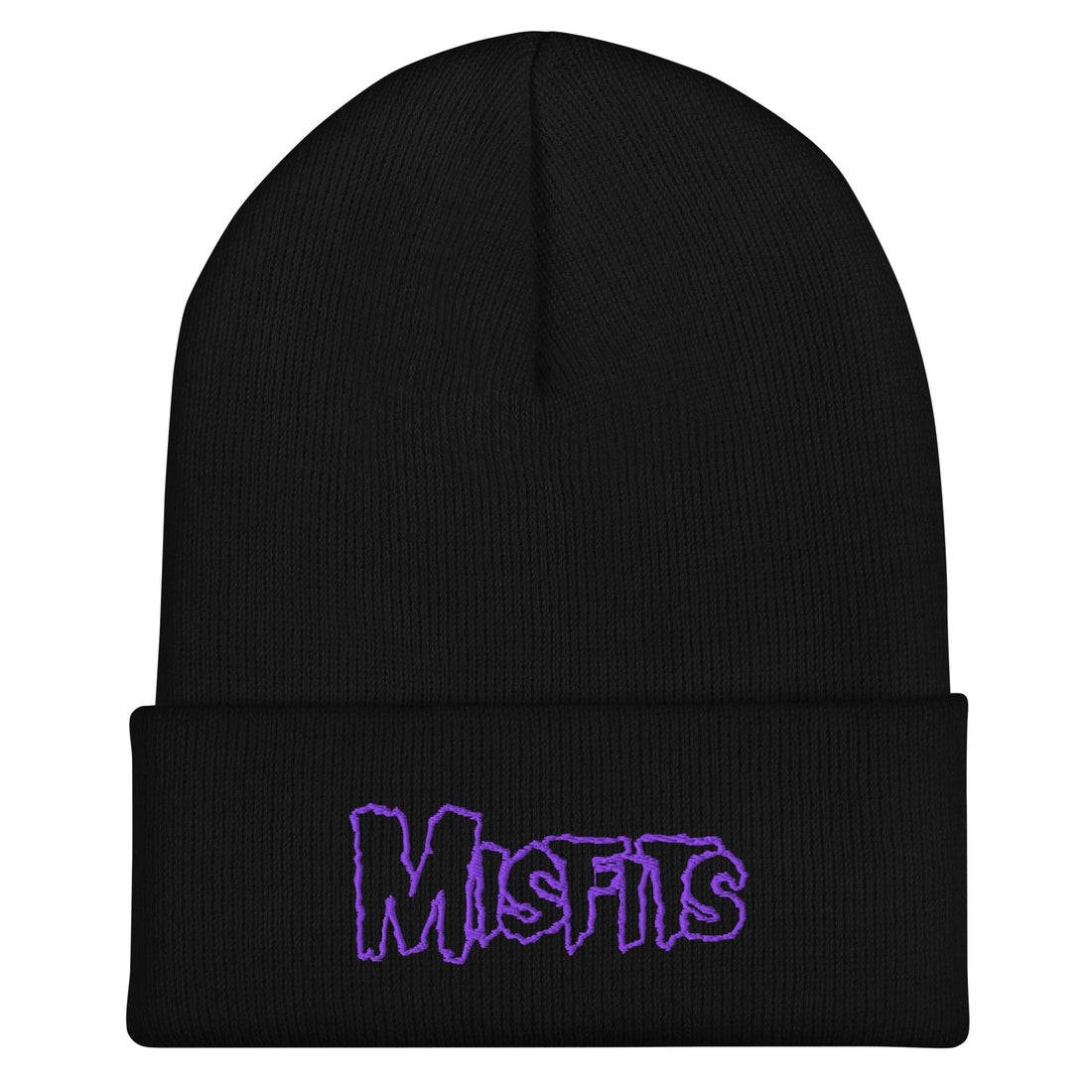 Misfits - Purple on Black Cuffed HD Embroidered Beanie