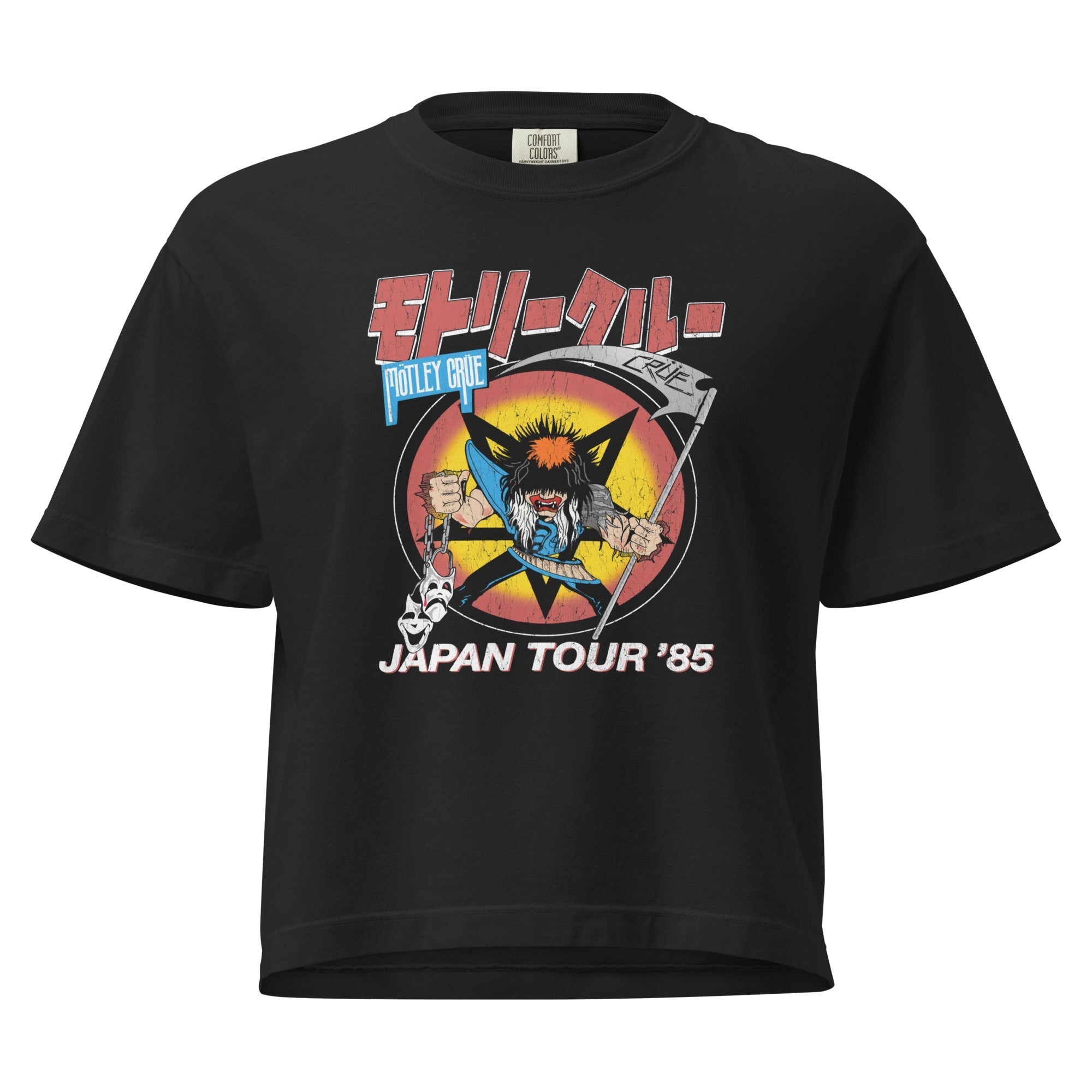 Motley Crue Japan Tour 1985 Mineral Wash Womens Crop Top
