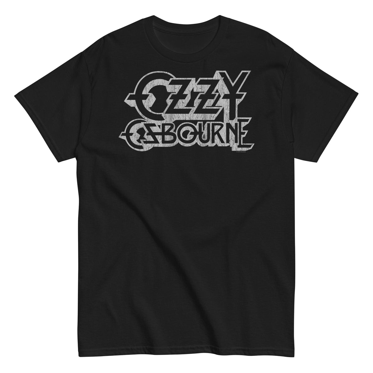 Black t-shirt with Ozzy Osbourne logo on a white background