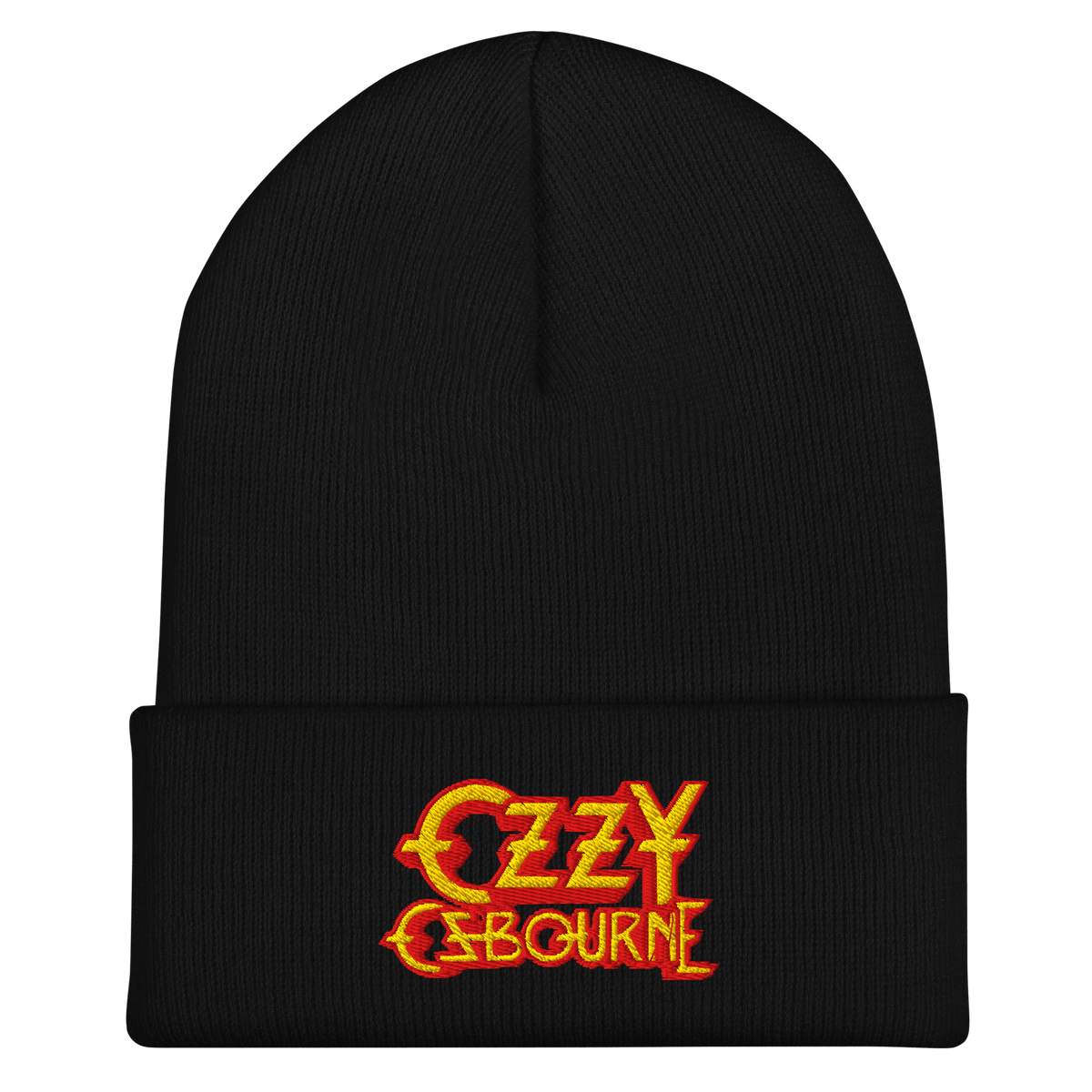 A black beanie hat with &