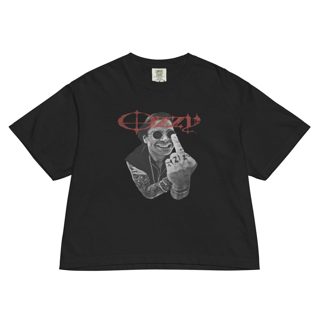 Ozzy Osbourne Flip the Bird Mineral Wash Womens Crop Top
