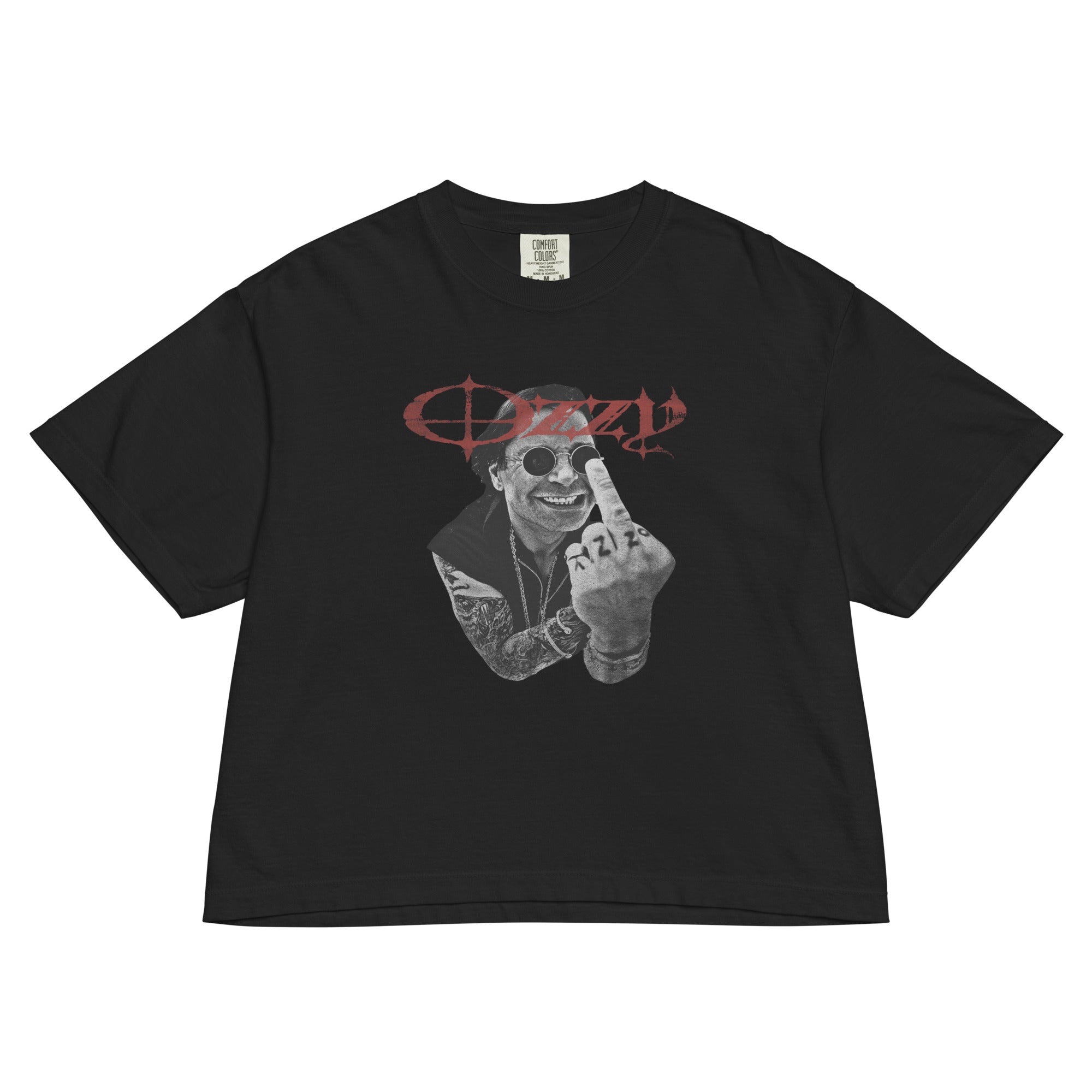 Ozzy Osbourne Flip the Bird Mineral Wash Womens Crop Top