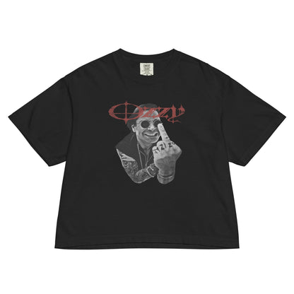 Ozzy Osbourne Flip the Bird Mineral Wash Womens Crop Top