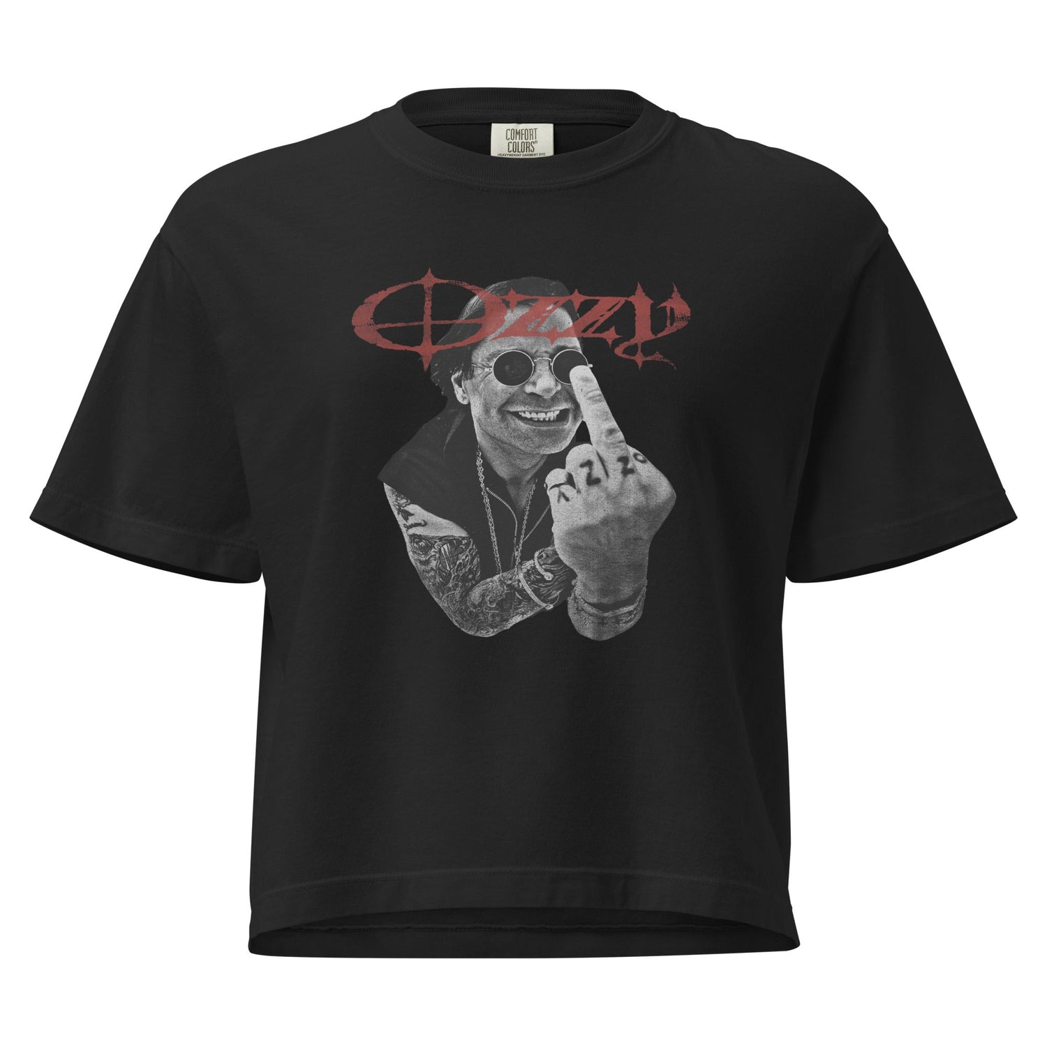 Ozzy Osbourne Flip the Bird Mineral Wash Womens Crop Top