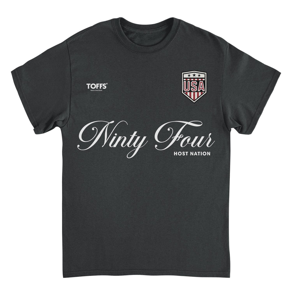 Toffs Retro Soccer Futbol Ninty Four Host Nation Black T-Shirt