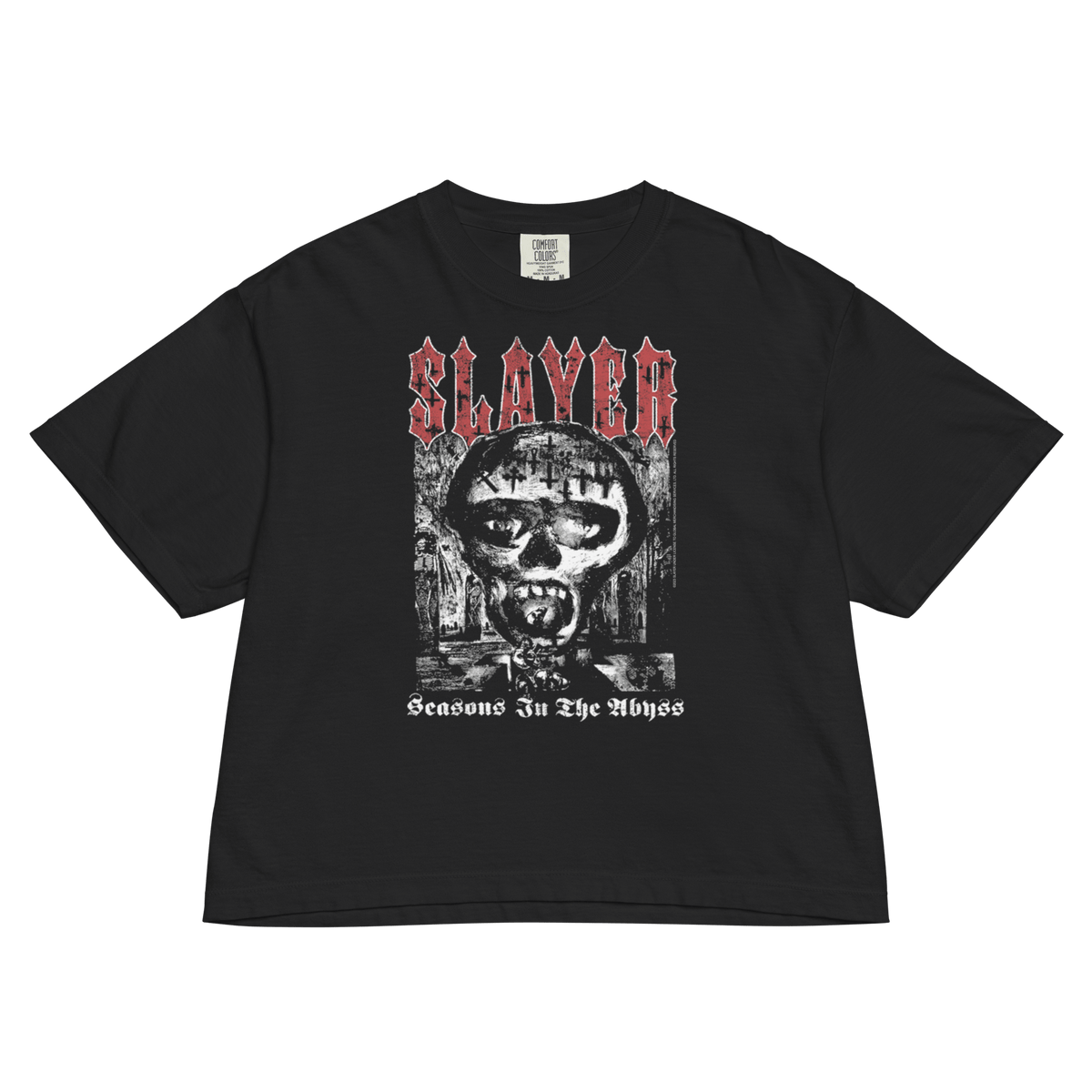 Slayer Seasons in the Abyss Mineral Wash Womens Crop Top