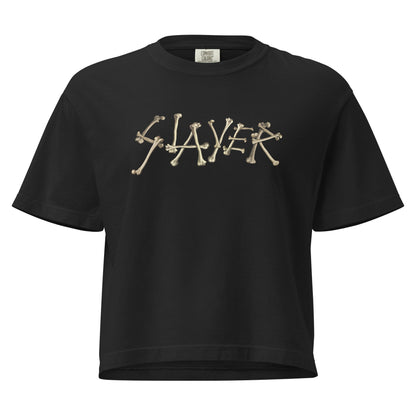 Slayer - Bone Logo Mineral Wash Womens Crop Top