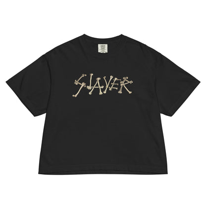 Slayer - Bone Logo Mineral Wash Womens Crop Top