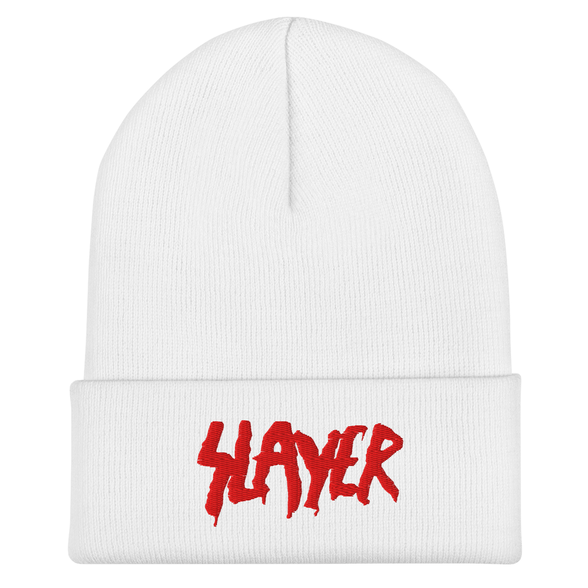 White beanie with red &