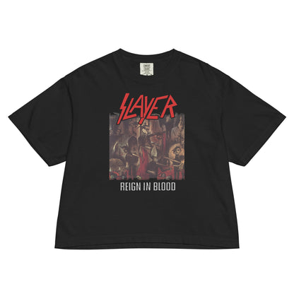 Slayer - Reign in Blood Mineral Wash Womens Crop Top