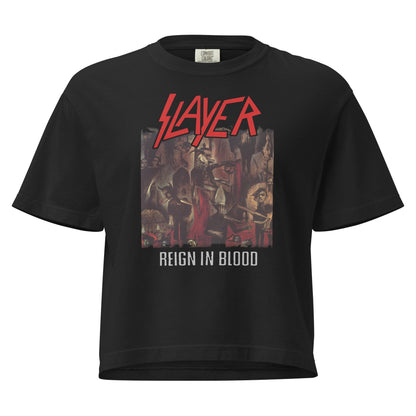 Slayer - Reign in Blood Mineral Wash Womens Crop Top