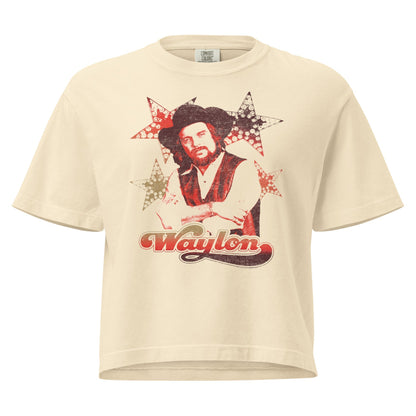 Waylon Jennings Littlefields Finest Mineral Wash Womens Crop Top