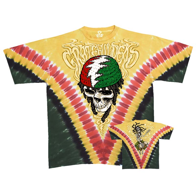 GRATEFUL DEAD T-Shirt, Rasta Dead Vdye