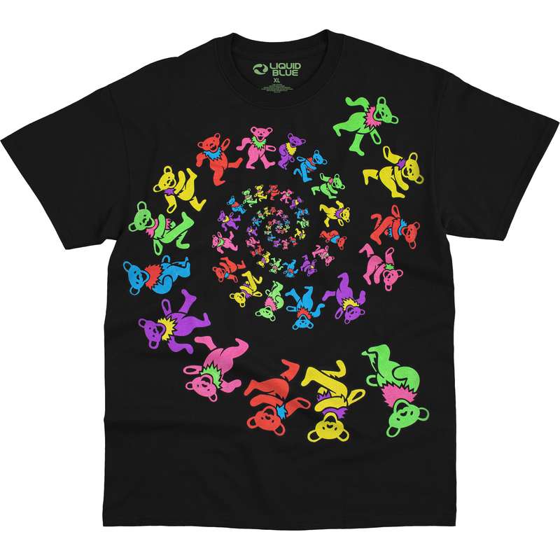 GRATEFUL DEAD T-Shirt, Spiral Bears Blacklight