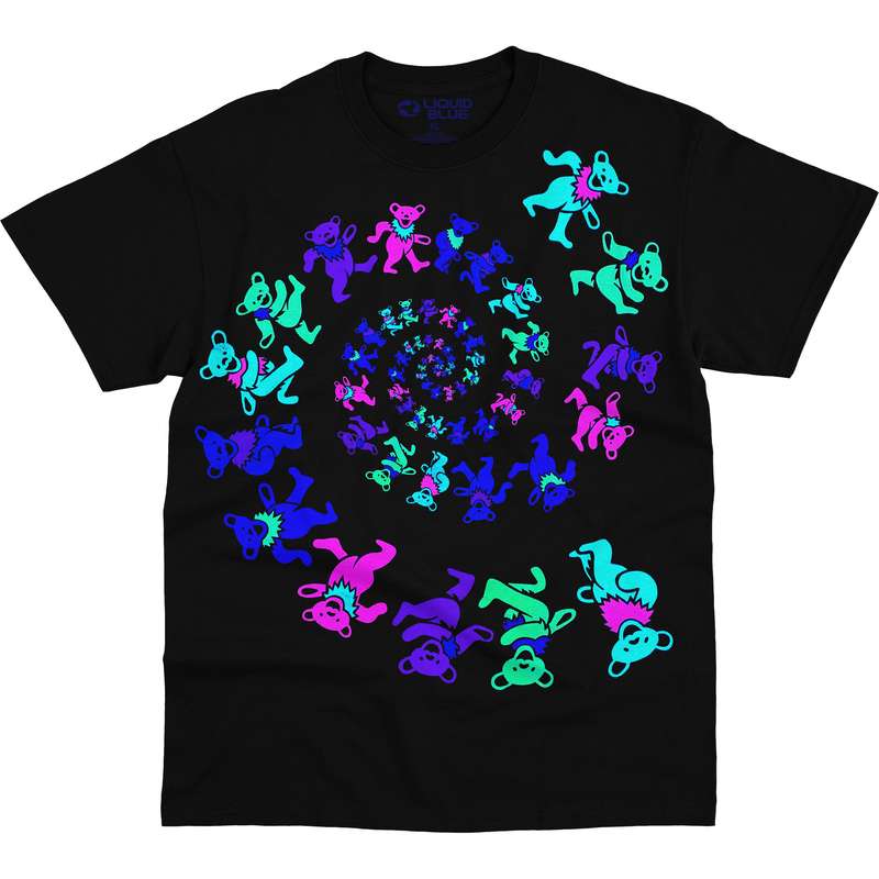 GRATEFUL DEAD T-Shirt, Spiral Bears Blacklight