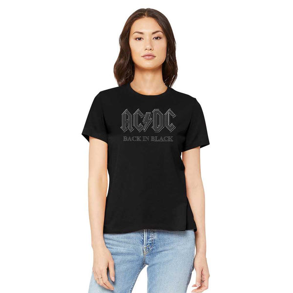 Women Exclusive AC/DC Eye-Catching T-Shirt, Back In Black