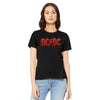 Women Exclusive AC/DC Eye-Catching T-Shirt, Distressed Red Logo
